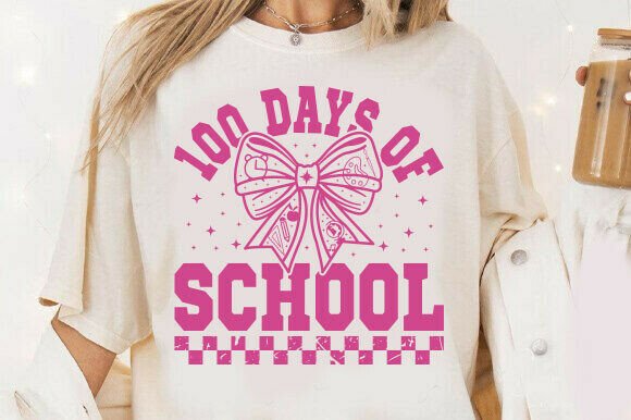 100 Days Coquette Bow SVG: Graphics for T-Shirt Designs