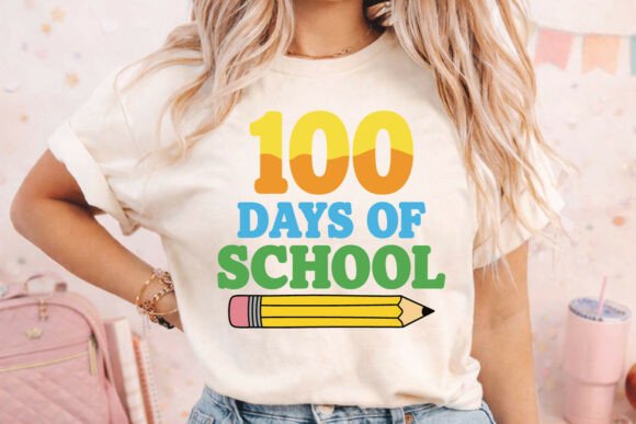100 Days of School SVG Pencil PNG for T-Shirt Designs and Graphics