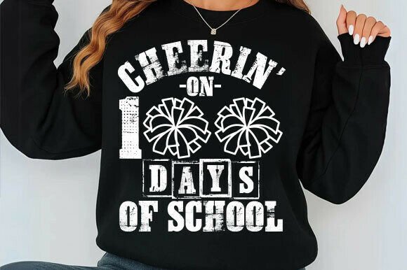 Cheerin on 100 Days School Graphics & T-Shirt Designs
