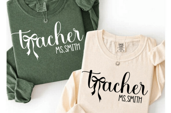 Coquette Bow Teacher SVG: Graphics for T-Shirt Designs