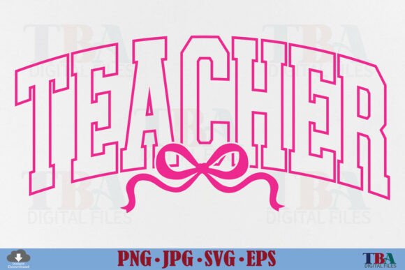 Coquette Teacher Bow Graphics for T-Shirt Designs
