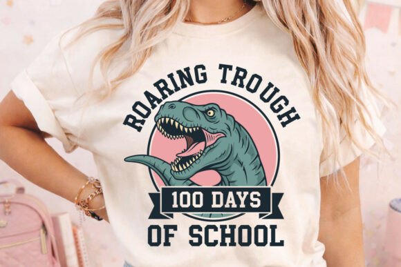 Roaring Through 100 Days SVG: Graphics for T-Shirt Designs