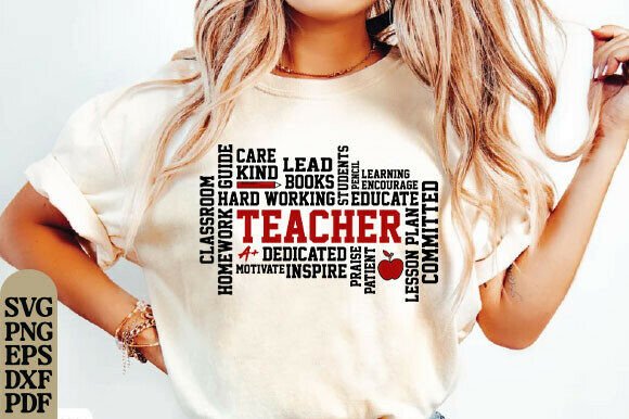 Teacher SVG for T-Shirt Designs & Graphics